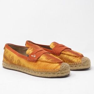 Sam Edelman Kai Womens Orange Ikat Fabric Espadrille Penny Loafers 7M EUR 37